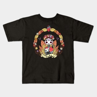 Cute Frida sugar skull Kids T-Shirt